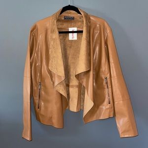 Bagatelle Tan Leather Jacket Waterfall Style